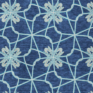 Homeroots 3' Stylish Geometric Washable Area Rug For Indoor Or Outdoor Use - Durable, Stain-resistant Design Navy Blue Polyester 613441