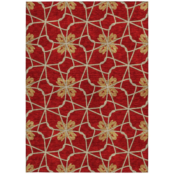 Homeroots 3' Stylish Geometric Washable Area Rug For Indoor Or Outdoor Use - Durable, Stain-resistant Design Orange Polyester 613446