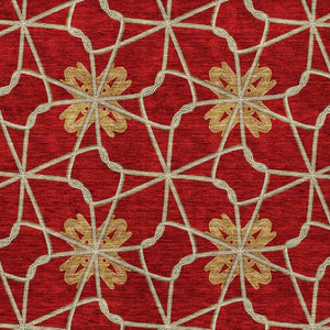 Homeroots 3' Stylish Geometric Washable Area Rug For Indoor Or Outdoor Use - Durable, Stain-resistant Design Orange Polyester 613446