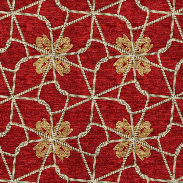 Homeroots 3' Stylish Geometric Washable Area Rug For Indoor Or Outdoor Use - Durable, Stain-resistant Design Orange Polyester 613446