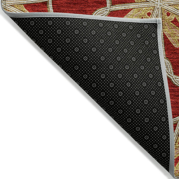 Homeroots 3' Stylish Geometric Washable Area Rug For Indoor Or Outdoor Use - Durable, Stain-resistant Design Orange Polyester 613447