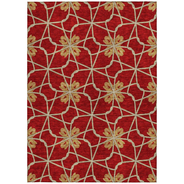 HomeRoots 5' Orange and Gold Geometric Area Rug - Durable, Washable Design Perfect for Indoor and Outdoor Spaces 8' X 10' 613449