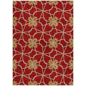 Homeroots 3' Stylish Geometric Washable Area Rug For Indoor Or Outdoor Use - Durable, Stain-resistant Design Orange Polyester 613450