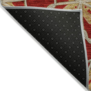 Homeroots 3' Stylish Geometric Washable Area Rug For Indoor Or Outdoor Use - Durable, Stain-resistant Design Orange Polyester 613450