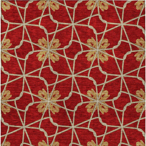 Homeroots 3' Stylish Geometric Washable Area Rug For Indoor Or Outdoor Use - Durable, Stain-resistant Design Orange Polyester 613450