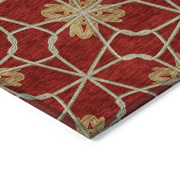 HomeRoots 5' Orange and Gold Geometric Area Rug - Durable, Washable Design Perfect for Indoor and Outdoor Spaces 10' X 14' 613451