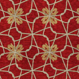HomeRoots 5' Orange and Gold Geometric Area Rug - Durable, Washable Design Perfect for Indoor and Outdoor Spaces 10' X 14' 613451
