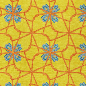 Homeroots 3' Stylish Geometric Washable Area Rug For Indoor Or Outdoor Use - Durable, Stain-resistant Design Yellow Polyester 613456