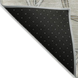 Homeroots 3' Geometric Washable Indoor Outdoor Area Rug - Stylish, Durable Design For Home & Patio Spaces Beige Polyester 613458