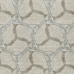 Homeroots 3' Geometric Washable Indoor Outdoor Area Rug - Stylish, Durable Design For Home & Patio Spaces Beige Polyester 613458