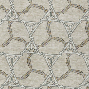 Homeroots 3' Geometric Washable Indoor Outdoor Area Rug - Stylish, Durable Design For Home & Patio Spaces Beige Polyester 613459