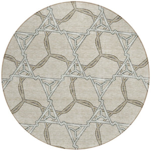 Homeroots 3' Geometric Washable Indoor Outdoor Area Rug - Stylish, Durable Design For Home & Patio Spaces Beige Polyester 613460
