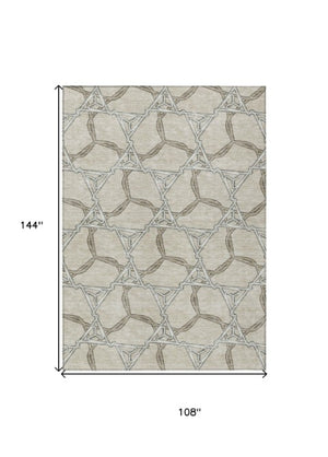 Homeroots 3' Geometric Washable Indoor Outdoor Area Rug - Stylish, Durable Design For Home & Patio Spaces Beige Polyester 613462