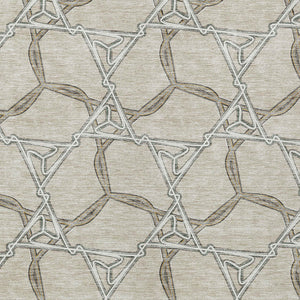 Homeroots 3' Geometric Washable Indoor Outdoor Area Rug - Stylish, Durable Design For Home & Patio Spaces Beige Polyester 613462