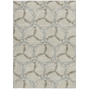 Homeroots 3' Geometric Washable Indoor Outdoor Area Rug - Stylish, Durable Design For Home & Patio Spaces Beige Polyester 613463