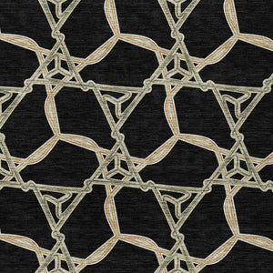 Homeroots 3' Geometric Washable Indoor Outdoor Area Rug - Stylish, Durable Design For Home & Patio Spaces Black Polyester 613467