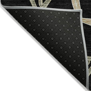 Homeroots 3' Geometric Washable Indoor Outdoor Area Rug - Stylish, Durable Design For Home & Patio Spaces Black Polyester 613469