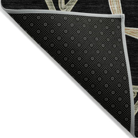 Homeroots 3' Geometric Washable Indoor Outdoor Area Rug - Stylish, Durable Design For Home & Patio Spaces Black Polyester 613469