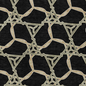 Homeroots 3' Geometric Washable Indoor Outdoor Area Rug - Stylish, Durable Design For Home & Patio Spaces Black Polyester 613469