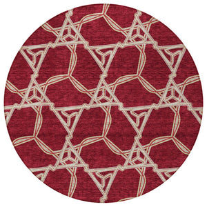 Homeroots 3' Geometric Washable Indoor Outdoor Area Rug - Stylish, Durable Design For Home & Patio Spaces Burgundy Polyester 613472