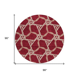Homeroots 3' Geometric Washable Indoor Outdoor Area Rug - Stylish, Durable Design For Home & Patio Spaces Burgundy Polyester 613472