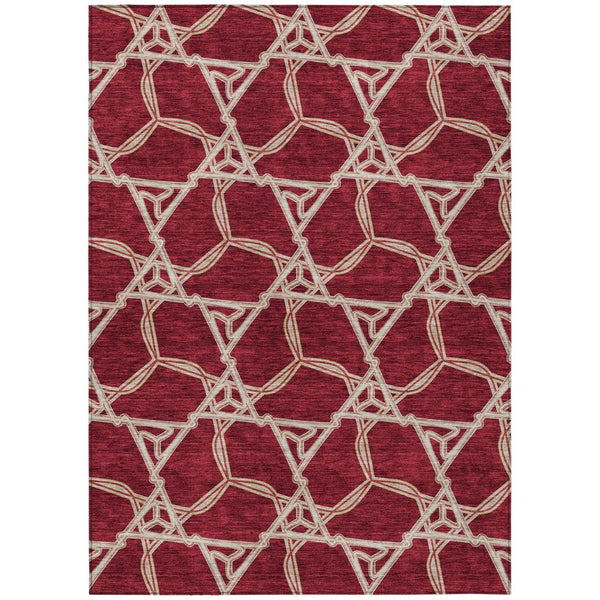 HomeRoots 5' Burgundy and Gold Geometric Area Rug – Stylish, Durable, Machine Washable for Indoor and Outdoor Use 8' X 10' 613473