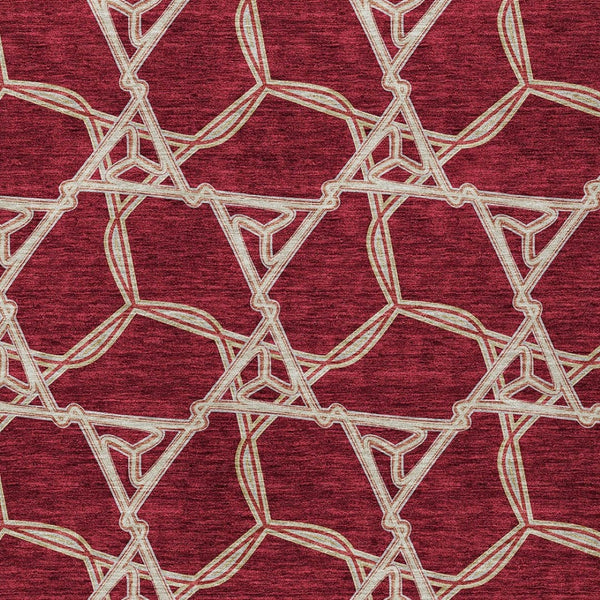 HomeRoots 5' Burgundy and Gold Geometric Area Rug – Stylish, Durable, Machine Washable for Indoor and Outdoor Use 8' X 10' 613473