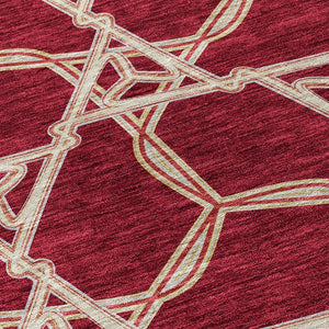 HomeRoots 5' Burgundy and Gold Geometric Area Rug – Stylish, Durable, Machine Washable for Indoor and Outdoor Use 8' X 10' 613473