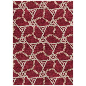 HomeRoots 5' Burgundy and Gold Geometric Area Rug – Stylish, Durable, Machine Washable for Indoor and Outdoor Use 9' X 12' 613474
