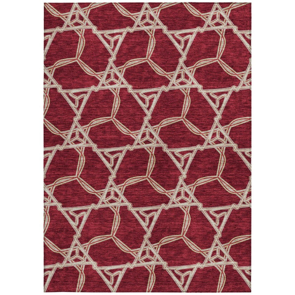 HomeRoots 5' Burgundy and Gold Geometric Area Rug – Stylish, Durable, Machine Washable for Indoor and Outdoor Use 9' X 12' 613474