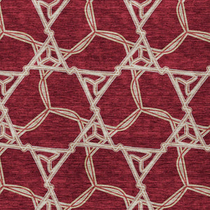 HomeRoots 5' Burgundy and Gold Geometric Area Rug – Stylish, Durable, Machine Washable for Indoor and Outdoor Use 9' X 12' 613474
