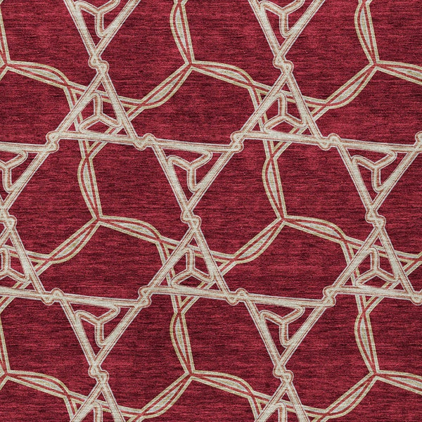 HomeRoots 5' Burgundy and Gold Geometric Area Rug – Stylish, Durable, Machine Washable for Indoor and Outdoor Use 9' X 12' 613474