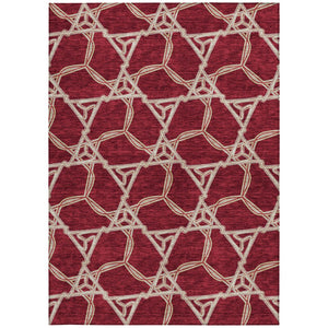 Homeroots 3' Geometric Washable Indoor Outdoor Area Rug - Stylish, Durable Design For Home & Patio Spaces Burgundy Polyester 613475