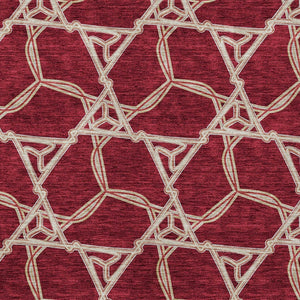 Homeroots 3' Geometric Washable Indoor Outdoor Area Rug - Stylish, Durable Design For Home & Patio Spaces Burgundy Polyester 613475