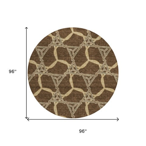 Homeroots 3' Geometric Washable Indoor Outdoor Area Rug - Stylish, Durable Design For Home & Patio Spaces Brown Polyester 613478