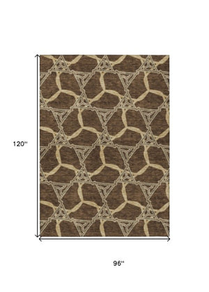 Homeroots 3' Geometric Washable Indoor Outdoor Area Rug - Stylish, Durable Design For Home & Patio Spaces Brown Polyester 613479