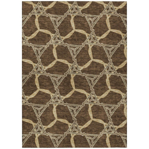 HomeRoots 5' Brown and Beige Geometric Area Rug - Stylish, Washable, Durable for Indoor and Outdoor Use 8' X 10' 613479