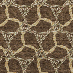 Homeroots 3' Geometric Washable Indoor Outdoor Area Rug - Stylish, Durable Design For Home & Patio Spaces Brown Polyester 613479