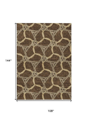 Homeroots 3' Geometric Washable Indoor Outdoor Area Rug - Stylish, Durable Design For Home & Patio Spaces Brown Polyester 613480