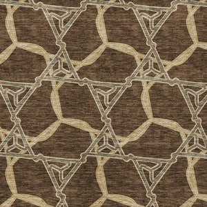 Homeroots 3' Geometric Washable Indoor Outdoor Area Rug - Stylish, Durable Design For Home & Patio Spaces Brown Polyester 613480