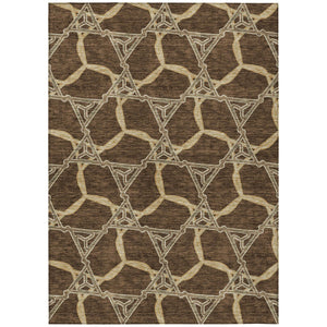 Homeroots 3' Geometric Washable Indoor Outdoor Area Rug - Stylish, Durable Design For Home & Patio Spaces Brown Polyester 613481