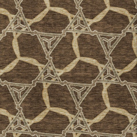 Homeroots 3' Geometric Washable Indoor Outdoor Area Rug - Stylish, Durable Design For Home & Patio Spaces Brown Polyester 613481