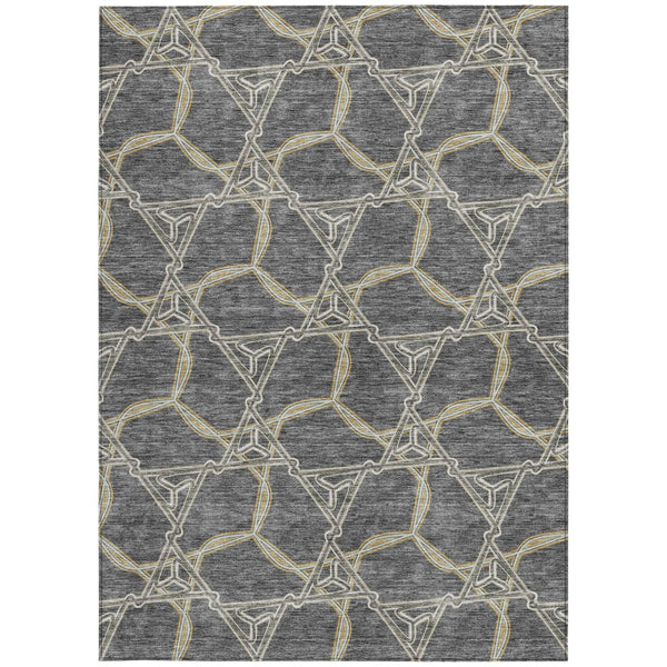 Homeroots 3' Geometric Washable Indoor Outdoor Area Rug - Stylish, Durable Design For Home & Patio Spaces Charcoal Polyester 613482
