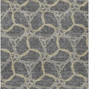 Homeroots 3' Geometric Washable Indoor Outdoor Area Rug - Stylish, Durable Design For Home & Patio Spaces Charcoal Polyester 613482