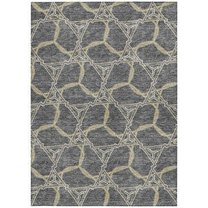 Homeroots 3' Geometric Washable Indoor Outdoor Area Rug - Stylish, Durable Design For Home & Patio Spaces Charcoal Polyester 613485