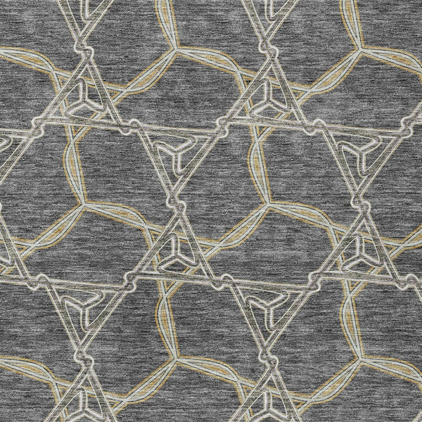 Homeroots 3' Geometric Washable Indoor Outdoor Area Rug - Stylish, Durable Design For Home & Patio Spaces Charcoal Polyester 613485