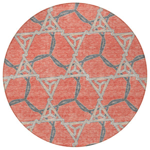 Homeroots 3' Geometric Washable Indoor Outdoor Area Rug - Stylish, Durable Design For Home & Patio Spaces Coral Polyester 613490