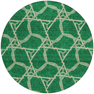Homeroots 3' Geometric Washable Indoor Outdoor Area Rug - Stylish, Durable Design For Home & Patio Spaces Emerald Polyester 613496