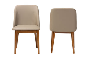 Baxton Studio Baxton Studio Lavin Mid-Century Dining Chair Set of 2 - Walnut Frame, Beige Faux Leather Comfort RT324-CHR