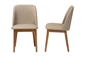 Baxton Studio Baxton Studio Lavin Mid-Century Dining Chair Set of 2 - Walnut Frame, Beige Faux Leather Comfort RT324-CHR